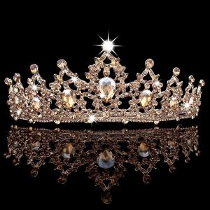Diad&egrave;me En Or Rose Et Couronnes Pour Les Femmes Couronne D'anniversaire Pour Les Filles Bandeaux De Mariage En Cristal Diad&egrave;me De Mari&eacute;e - Neuf