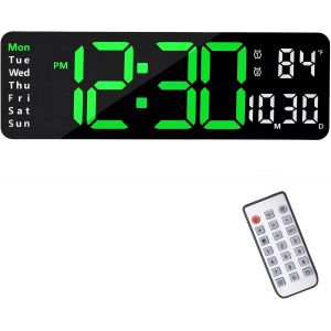 ChenQuanSarl-13"" Horloge Murale Numérique,Réveil Mural Led Avec Grand Écran, Horloge Numérique Led Avec Télécommande,Timing Et Compte À Rebours Avec Date/Semaine/Température Pour Chambre,Salon - Neuf