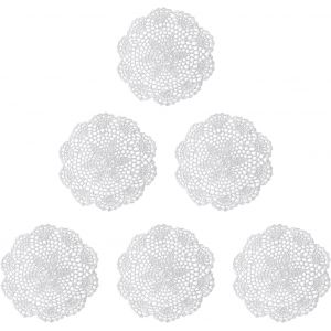 Sjzg-Lot De 6 Sets De Table &Agrave; Fleurs Blanches, Sets De Table En Crochet Faits &Agrave; La Main, Sets De Table En Dentelle Brod&eacute;e, Sets De Table En Dentelle Vintage, Sets De Table Ronds En Coton Crochet&eacute; - Neuf