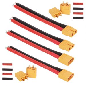 2 Paires XT60 Connecteur Femelle m&acirc;le avec Fil de Silicium de 100 mm 12AWG,2 Paires XT60 Bullet Connectors Plugs avec Thermor&eacute;tractable pour RC Lipo Batterie Jouet - Neuf