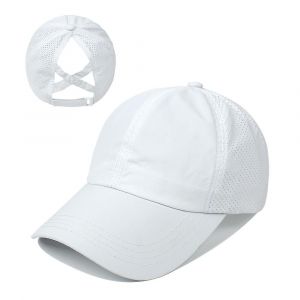 Femme Criss Cross Ponytail Baseball Cap Réglable High Messy Bun Ponycap Quick Drying Hat (1 Pcs, Blanc) - Neuf