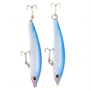 Lot De 2 Leurres De Peche Realistes En Forme De T Avec Queue En T (Bleu Et Blanc) - Neuf