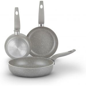 CHECARZHN--NO1-Ensemble De Casseroles Pour Plaques De Cuisson Traditionnelles, Antiadhésives, Batterie De Casseroles, Cuisson Saine, Rapide Et Uniforme. Fabriqué En Italie. (3 Pièces) - Neuf