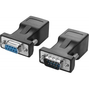 KALANKA-RS232 DB9 vers RJ45 Adaptateur série DB9 9 broches femelle/mâle vers RJ45 femelle Cat5/6 Ethernet LAN Console (1 paire) - Neuf