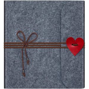 Album Photo Vintage En Feutre Avec Pages Noires Pour Scrapbooking, Scrapbooking, Album Photo, Album De Scrapbooking, Saint Valentin, Anniversaire De Mariage, Femme, Gris Foncé (19.5x18 Cm) - Neuf