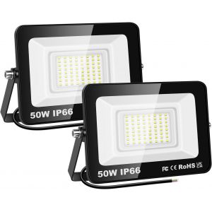Tianyi-2 Pcs Projecteur Led Extérieur 50w 5000lm, 6000k Blanc Spot Led Extérieur, Lumière De Sécurité Ip66 Étanche, Lampe Led Eclairage Pour Patio Jardin Garage Entrée Terrasse Usine - Neuf