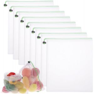 Subzonal-Lot De 8 Sacs R&eacute;utilisables En Maille Lavable Avec Cordon De Serrage Pour Ranger Les Jouets, Les Courses, Les Produits Agricoles, Les March&eacute;s Agricoles, Les R&eacute;frig&eacute;rateurs - Neuf