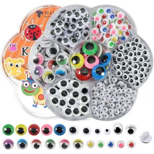 Mevronisshop-Toaob 770pcs Kit De Loisirs Cr&eacute;atifs De Yeux Mobiles Autocollants Adh&eacute;sifs En Plastique Ronds Diff&eacute;rentes Tailles Color&eacute; Noir Blanc Pour Scrapbooking Artisanat Accessoires Diy Craft D&eacute;co - Neuf