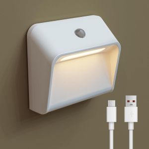 Lampe Murale Sans Fil, Led Veilleuse Murale Rechargeable Avec Détecteur De Mouvement, Linkage Mode, Réglage De Luminosité, Blanc Chaud, Applique Magnétique Pour Escalier Chambre Couloir - Neuf