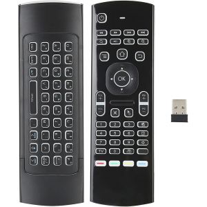 Air Mouse, Clavier Complet R&eacute;tro&eacute;clair&eacute; sans Fil 2,4 G, T&eacute;l&eacute;commande Smart TV, Poign&eacute;e de Jeu avec D&eacute;tection de Mouvement, pour Android TV Box HTPC PC Portable - Neuf