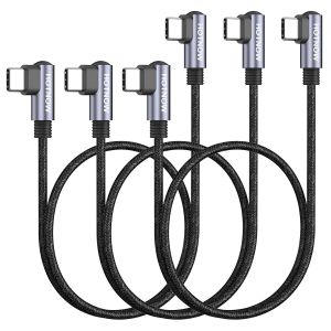 JGD-C&acirc;ble USB C Angle Droit 50CM Lot de 3, C&acirc;ble Chargeur USB C 65W Charge Rapide compatible avec iPhone 16 15, Galaxy S24 S23 S10, iPad Pro, Power Bank et appareils USB C - Neuf