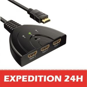 HDMI Switch 1080P, ZAMUS Multiprise HDMI 3 Ports Commutateur HDMI Sélecteur Splitter Manuel 3 Entrées à 1 Sortie Un Câble Haute Vite - Neuf