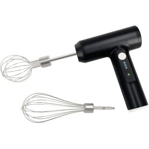 Mini Batteur À Main Électrique Sans Fil, Rechargeable Par Usb, Avec 2 Fouets Amovibles, 3 Vitesses, Pour La Cuisine Et La Pâtisserie, Léger Et Portable (Noir) - Neuf