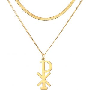 Kal-Collier Chi Rho Symbole Christogramme Alpha Omega Collier Ixci Nika Jésus Christ Nom Pendentif Sacramentale Chrétienne Amulette Religieuse Bijoux Cadeau Femme Homme - Neuf