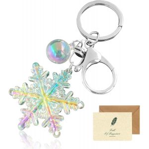 Kal-Porte - Clés Pour Les Femmes, Éblouissant Acrylique Flocon De Neige Pendentif Porte - Clés Sac Charme Lucky Pendentif Porte - Clés Pour Les Couples Amoureux Mère Et Amis Porte - Clés De Noël - Neuf