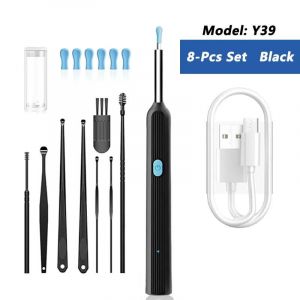 Euty-Nettoyeur Visuel De Cire D'oreille Avec Caméra,Endoscope D'élimination Du Cérumen En Toute Sécurité Avec Caméra De 5m,Otoscope Lumineux,Outils De Nettoyage Des Oreilles,Soins Des Oreilles-Y39 8p - Neuf