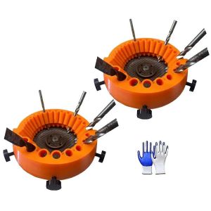 Affûteur de forets (2 pièces), accessoire pour meuleuse d'angle de 125 mm (5 po) permettant de redonner du tranchant et de la précision aux forets anciens de 2 à 13 mm (angle de 118°). - Neuf