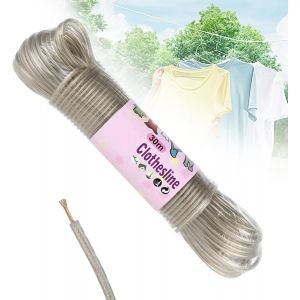 JEXNOVASHOP-Corde &agrave; Linge Extra Forte 30m avec C?ur en Acier &iquest; Fil &agrave; Linge R&eacute;sistant et Antirouille, Capacit&eacute; de Charge jusqu'&agrave; 150kg, Id&eacute;ale pour l'Ext&eacute;rieur, Jardin, Camping et Utilisation en Voyag - Neuf
