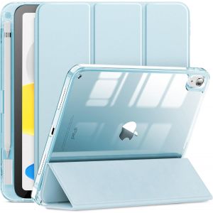 ELVORIX-Compatible avec iPad A16 11{^>e<^} g&eacute;n&eacute;ration 11"" 2025, iPad 10e g&eacute;n&eacute;ration 10,9"" 2022, coque de protection transparente fine avec porte-stylet Apple et adaptateur de charge (bleu layette) - Neuf