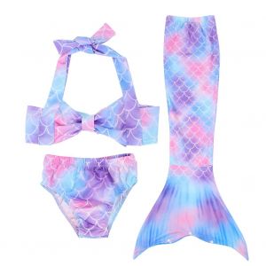 Maillot De Bain 3 Pieces Pour Fille Avec Queue De Poisson Et Bikini - Neuf