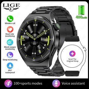 Lige Nouveau 1.46 'Hd &Eacute;cran Smartwatch Hommes Montre Moniteur De Sant&eacute; Bracelet Ip67 &Eacute;tanche Bluetooth Appel Sport Fitness Montre Intelligente.Steel Black. - Neuf