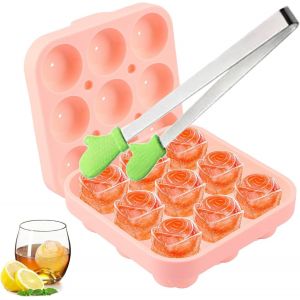 Kal-Moule À Glace En Silicone 9 Cavités Bac Glacon Moule À Glaçons En Forme De Rose 3d Moules Sans Bpa Bacs À Glaçons En Silicone Rose Pour Glaçons, Alcool, Cocktails, Whisky (Rose) - Neuf