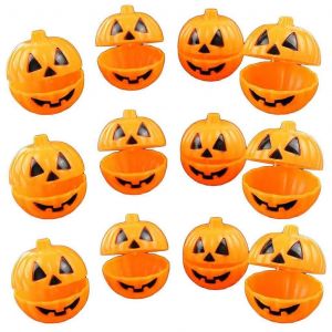 Lot de 12 mini boîtes de rangement en plastique en forme de citrouille pour Halloween, pour bonbons, biscuits, cadeaux, jouets, accessoires, fournitures de fête - Neuf