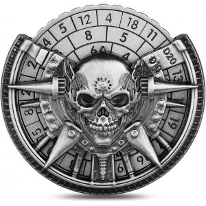 Eryi-Tête De Crâne Dés Spinner, 7-En-1 Métallique Spinner De Dés Dnd, Gyroscope Du Bout Des Doigts, Cadeaux D&d Avec Sacs Cadeaux Logo Dragon, Jeu De Rôle, Accessoires De Jeu De Société, Argent Foncé - Neuf