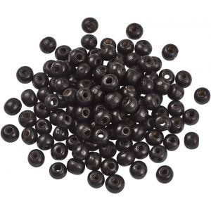 Meimie-Beadthoven-Lot De 300 Perles En Bois Noir De 8mm-Perles Rondes Naturelles À Grand Trou-Perles D'espacement En Vrac Pour La Fabrication De Bijoux Et De Bracelets Enmacramé - Neuf