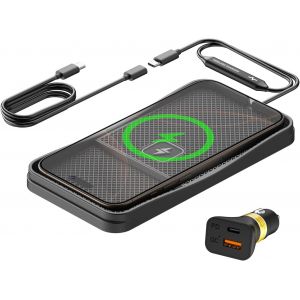 Chargeur Sans Fil Voiture Rapide 15w, Tapis Chargeur Induction Voiture Antid&eacute;rapant Avec C&acirc;ble De 30cm Et Extension De 70cm, Compatible Avec Iphone 16/15/14/13/12/11, Samsung, Google[Z1675] - Neuf