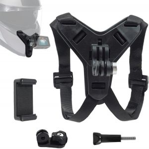 CFUX-Support pour Casque de Moto Menton, Compatible avec GoPro Hero 13/12/11/10/9/8/7/6/5, Support Universel pour Caméras d'action, avec Vis, Fixation Robuste pour Casque, Noir - Neuf