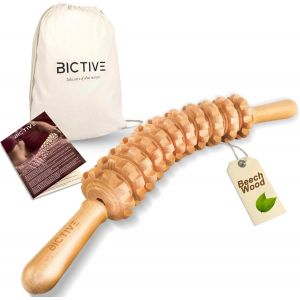 Rouleau De Massage Pour La Maderotherapie En Bois De H&ecirc;tre. Masseur Anti-Cellulite. Drainage Lymphatique Des Jambes, Masseur Cellulite, Maderotherapie Corps. Sac En Coton Inclus - Neuf