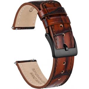 Kal-Bracelets De Montre Cuir De Grain D'alligator, Relâchez Rapidement Le Bracelet De Montre De Remplacement Pour Hommes, Largeur De Bande 18mm 20mm 22mm - Neuf