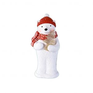 Statue d'ours blanc de Noël avec flocon de neige éclairé par LED, étoile, figurine animale en résine, décoration de table de fête de Noël-Vert - Neuf