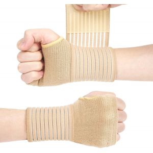Orthèse De Poignet Élastique (Beige), 1 Paire De Supports De Poignet Respirants Pour L'arthrite, La Tendinite, Le Syndrome Du Canal Carpien Et Les Entorses, Pour Femmes Et Hommes - Neuf