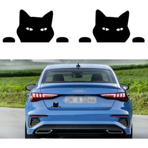 2pcs 5.5 '' Chat Peeking Voiture Autocollants Chat Regardant Vinyle Imperméable Drôle Autocollant Réfléchissant Sti - Neuf