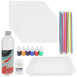 Peinture Marbrée À L'eau Pour Enfants, Kit De Pigments Marbrés À L'eau Pour Peinture Créative, Couleurs Assorties, 34 X 25 X 2 Cm, Coordination ?Il-Main, 1 Lot - Neuf