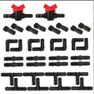 Kit de raccords pour tuyaux d'arrosage - 34 pièces - 15 mm (1,5 cm) - Raccord en plastique pour tuyau d'arrosage - Raccord hybride pour systèmes d'irrigation de jardin - Neuf