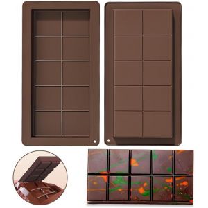 SUBZONAL-Lot De 2 Moule &Agrave; Tablette De Chocolat Profond,Moule &Agrave; Chocolat En Silicone, Moules &Agrave; Barres De Chocolat De Duba&iuml;,Moule &agrave; Chocolat Antiadh&eacute;sif Pour Morceaux De Chocolat Prot&eacute;in&eacute; Barre - Neuf