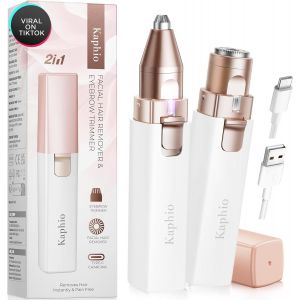 Oayew-&Eacute;pilateur De Sourcils Rechargeable 2 En 1 Pour Femme - Tondeuse Et Rasoir Pour Le Visage - Appareil D'&eacute;pilation &Eacute;lectrique Indolore Pour Sourcils, L&egrave;vres Et Visage - Neuf