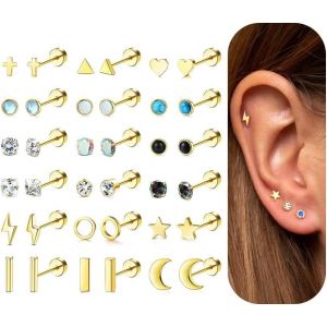 Piercing Boucles D'oreilles Femme Lot Boucles D'oreilles Femme Piercing Oreille Tragus Cartilage 16g 316l En Acier Inoxydable Piercing Cartilage Oreille Helix Conch Bijoux Pour Femmes[H1581] - Neuf
