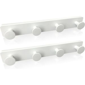 Porte-manteau mural blanc avec 4 crochets - Robuste et facile - Support pour hall d'entrée, salle de bain, chambre à coucher, cuisine,...(Lot de 2) - Neuf