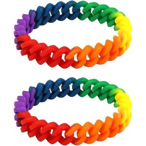 Kal-2 Pièces Bracelets Arc-En-Ciel En Silicone Tissé Bracelets Arc-En-Ciel Bracelets De Fierté Gay Bracelets Arc-En-Ciel Bracelets D'amitié Unisexe Gay Pride - Neuf
