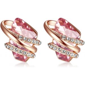 Tianyi-Pierre De Souhait Boucles D'oreilles Avec Cristaux De Pierre De Naissance, Plaqu&eacute; Or Rose 18 Carats Ou Argent&eacute; - Neuf