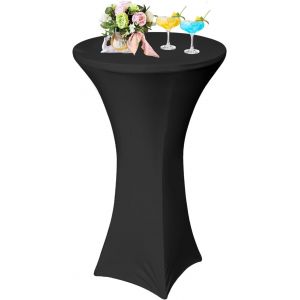 Sjzg-Housse De Table Ronde Extensible, Housse Mange Debout, Nappe Ronde De Cocktail Pour Bar Table De Banquet Mariage H&ocirc;tel (Noir) 60 * 110cm - Neuf