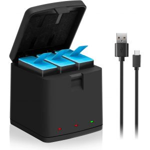 THEF-COOLSHOW Chargeur Batterie Hero 9/10 Chargeur USB à 3 canaux Compatible avec GoPro Hero 9 Black et GoPro HERO10 Black Chargeur Triple Type-C avec indicateur LED - Neuf