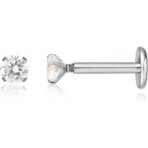 18g Titane Piercing Tragus,2pcs Piercing Labret Lèvre Bouche Avec Cz Opale,Filetage Intérieur Piercing Oreille Cartilage,Piercing Pour Nombril Langue Sourcil Septum Nez Oreille.[X1713] - Neuf