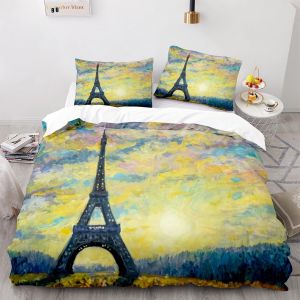 Parure De Lit + X Taies D'oreiller Xcm Microfibre Housse De Couette Enfant Fille Doux Confortable Parure De Lit X Paris Tour Eiffel X Cm - Neuf
