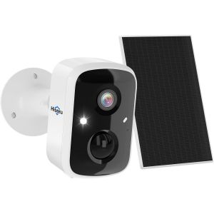 4MP Cam&eacute;ra Surveillance WiFi Exterieure sans Fil Solaire sur Batterie Rechargeable 2K Camera WiFi Exterieure D&eacute;tection Humaine AI Alarme Sir&egrave;ne Vision Nocturne Couleur IP66 Kit Compatible - Neuf