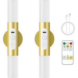 Subzonal-Applique Murale Int&eacute;rieure Avec D&eacute;tecteur De Mouvement, Lampe Murale Sans Fil Avec T&eacute;l&eacute;commande, Veilleuse Led Rechargeable Pour Escaliers, Couloir, Chambre, Salon, Dor&eacute;, Lot De 2 - Neuf